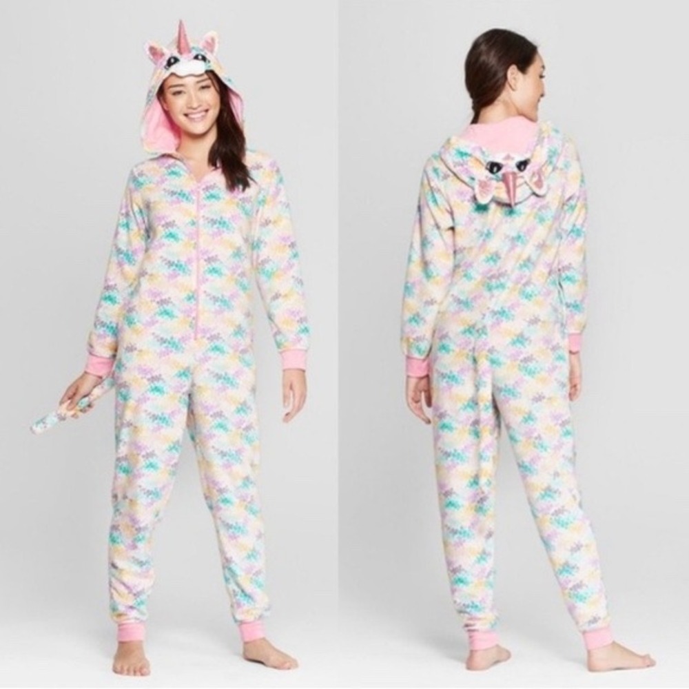 Halloween Costume Kitty Unicorn Kitty-corn Hooded PJs Adult Size XL/XXL